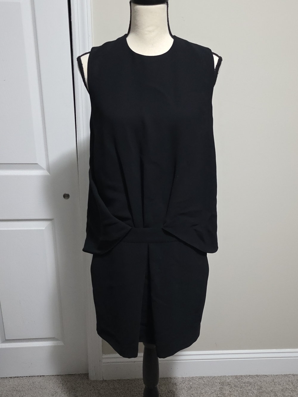 McQ Alexander McQueen Front Slat Pockets Black Front Tuck Dress IT 40 Small